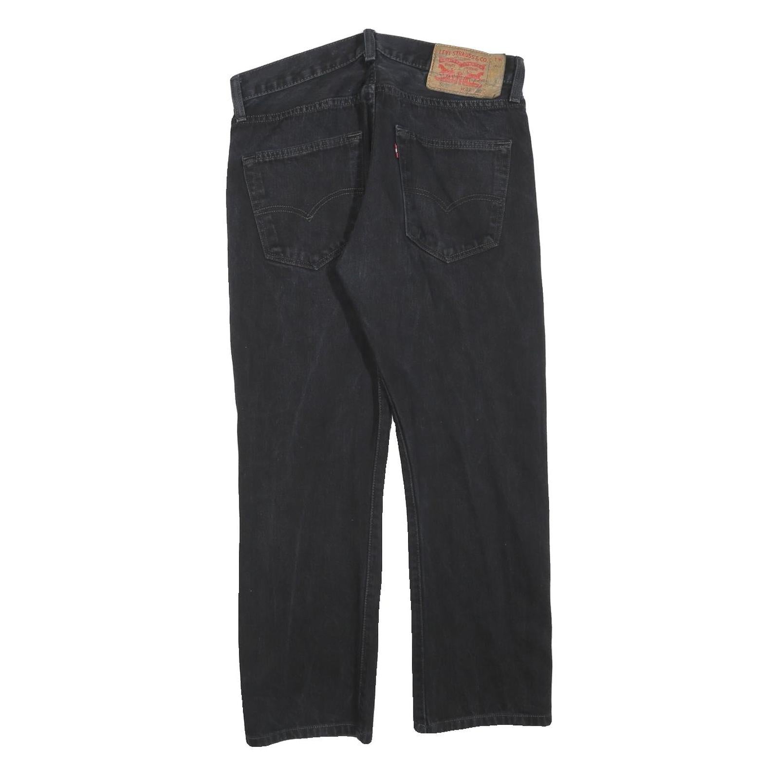 LEVI'S 501 Mens Black Regular Straight Denim W31 L25 Button Cotton Blend Jeans