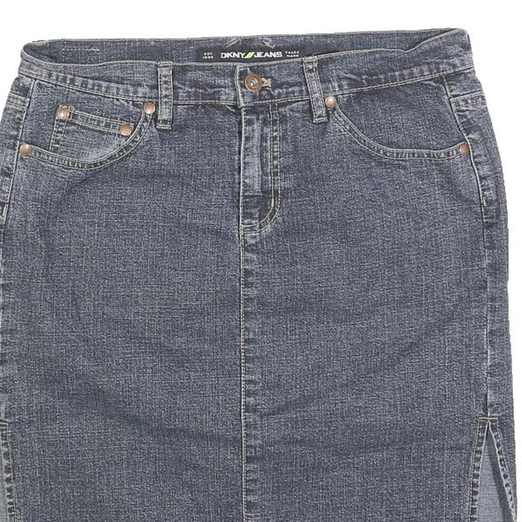 DKNY Womens Blue Denim Straight Knee Length Cotton Blend M Skirt Casual