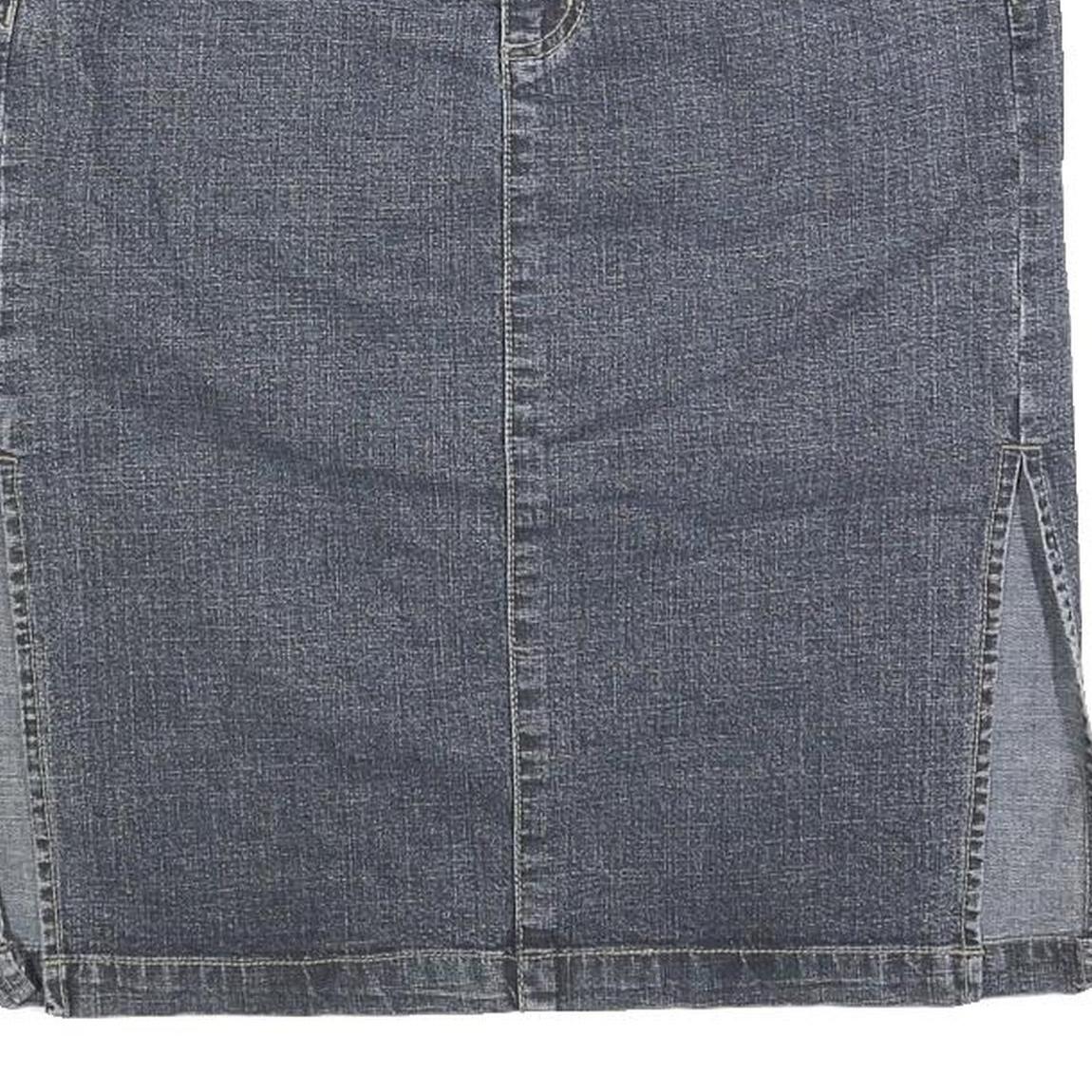 DKNY Womens Blue Denim Straight Knee Length Cotton Blend M Skirt Casual