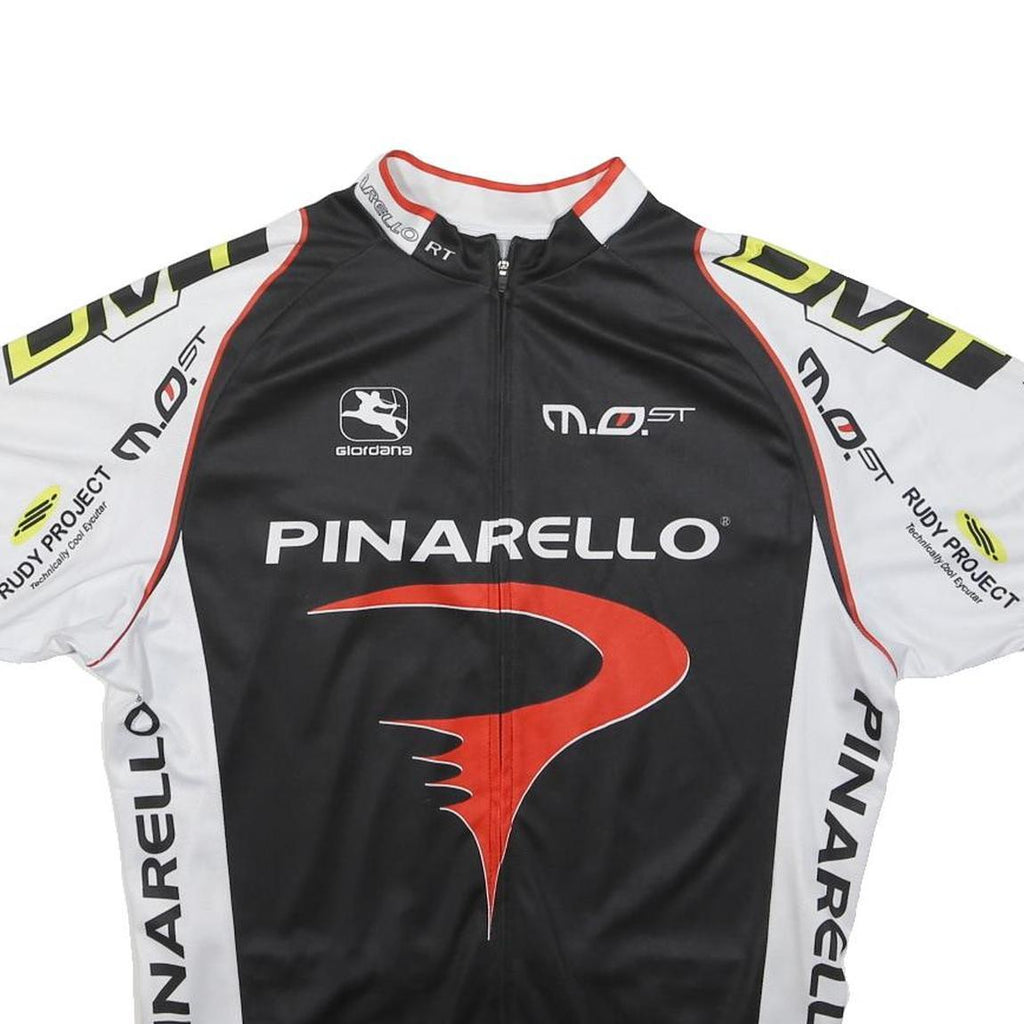 GIORDANA Mens Black & White Pinarello Cycling T-Shirt XL Short Sleeve Full Zip