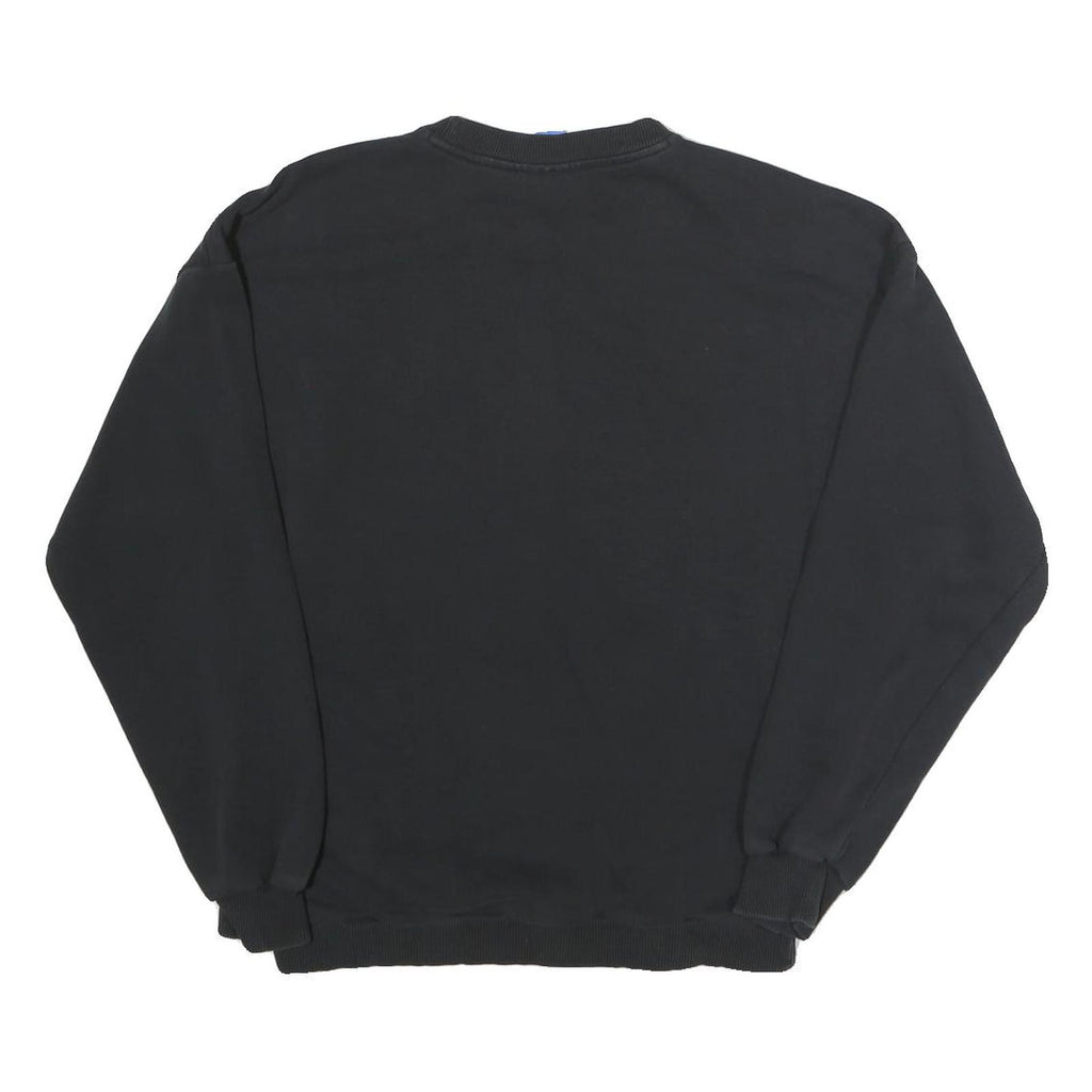 ADIDAS Womens Black Cotton Blend Crew Neck UK 10 Logo Sweatshirt Classic Style