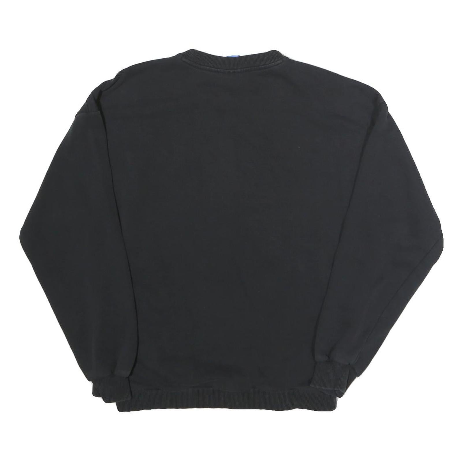 ADIDAS Womens Black Cotton Blend Crew Neck UK 10 Logo Sweatshirt Classic Style