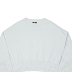 NIKE Womens White Cropped Crew Neck Sweatshirt S Lightweight Cotton Blend