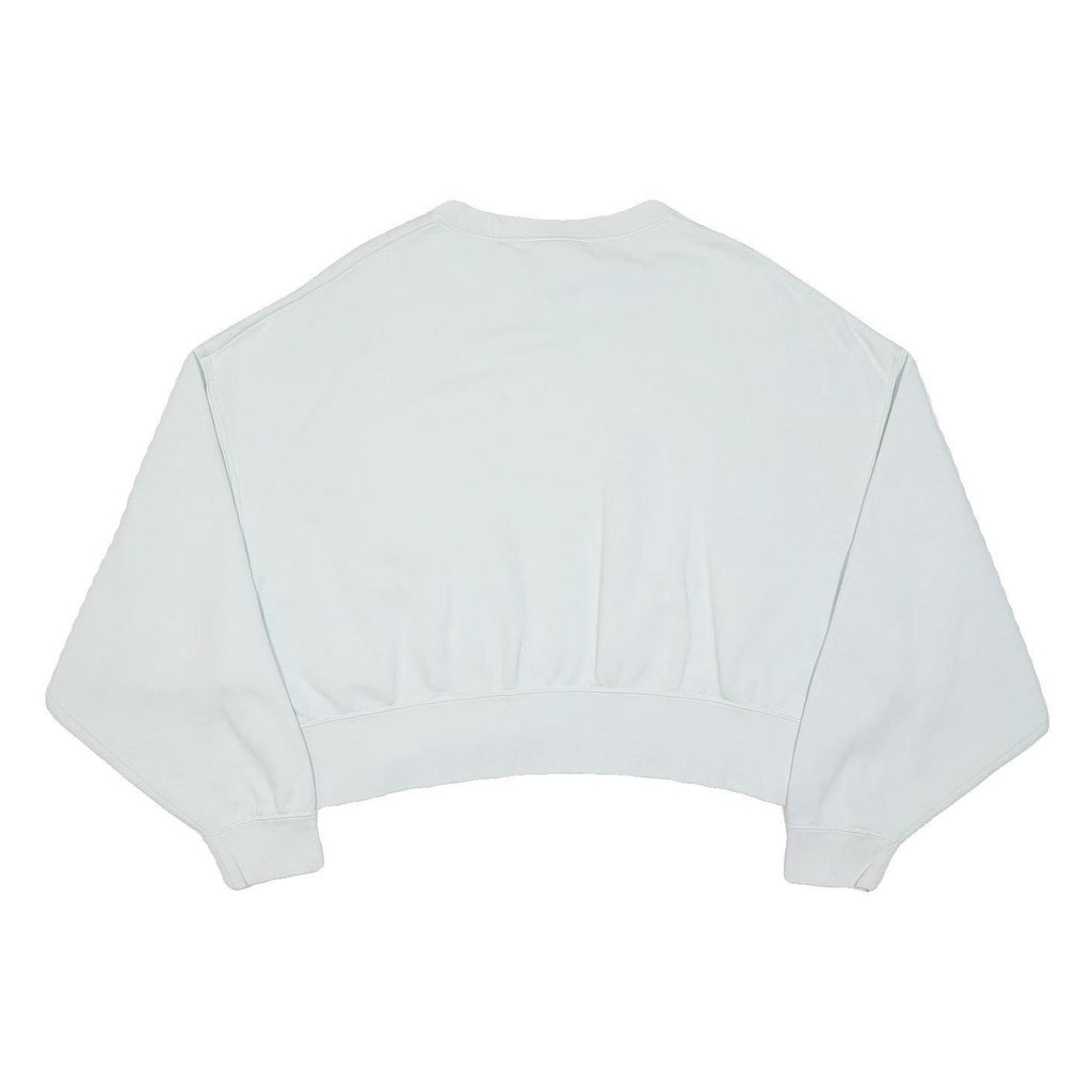NIKE Womens White Cropped Crew Neck Sweatshirt S Lightweight Cotton Blend