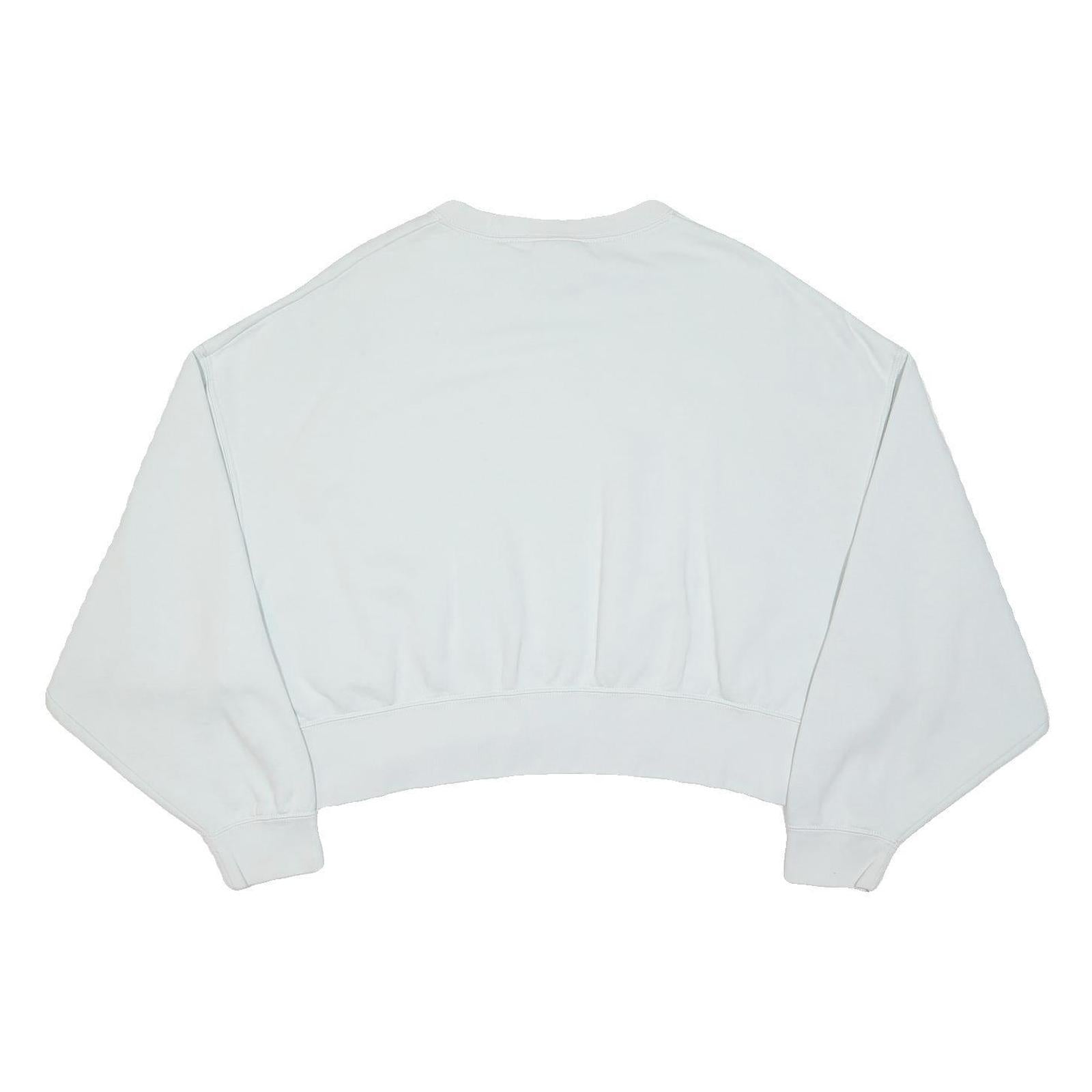 NIKE Womens White Cropped Crew Neck Sweatshirt S Lightweight Cotton Blend