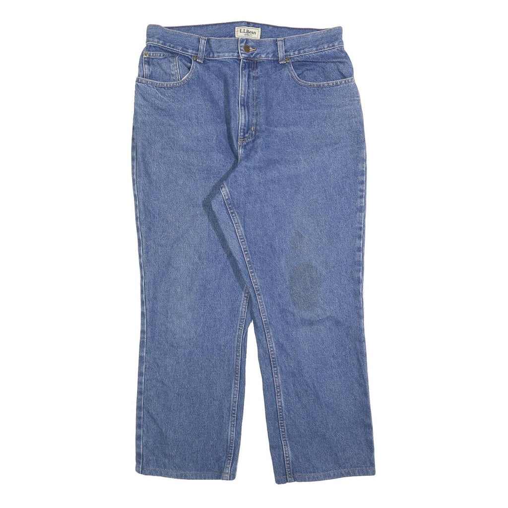 LL BEAN Womens Regular Denim Jeans Blue W32 L28 Classic Zip Cotton Blend
