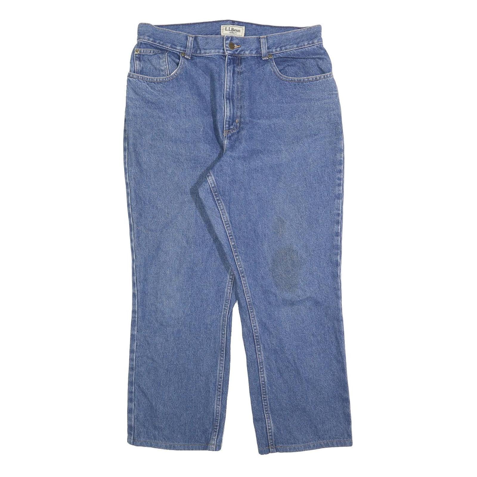 LL BEAN Womens Regular Denim Jeans Blue W32 L28 Classic Zip Cotton Blend