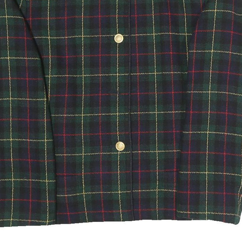 LE SUIT Womens Green Check Blazer Jacket UK 12 Polyester Blend Woven Button