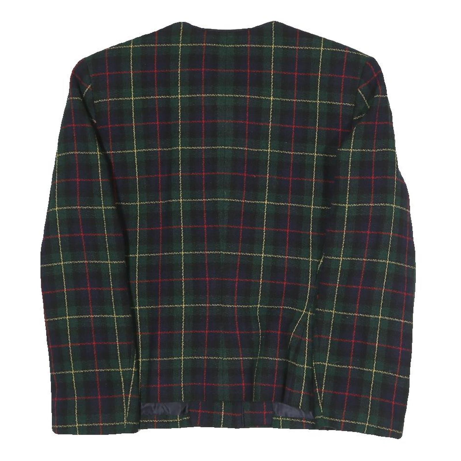 LE SUIT Womens Green Check Blazer Jacket UK 12 Polyester Blend Woven Button