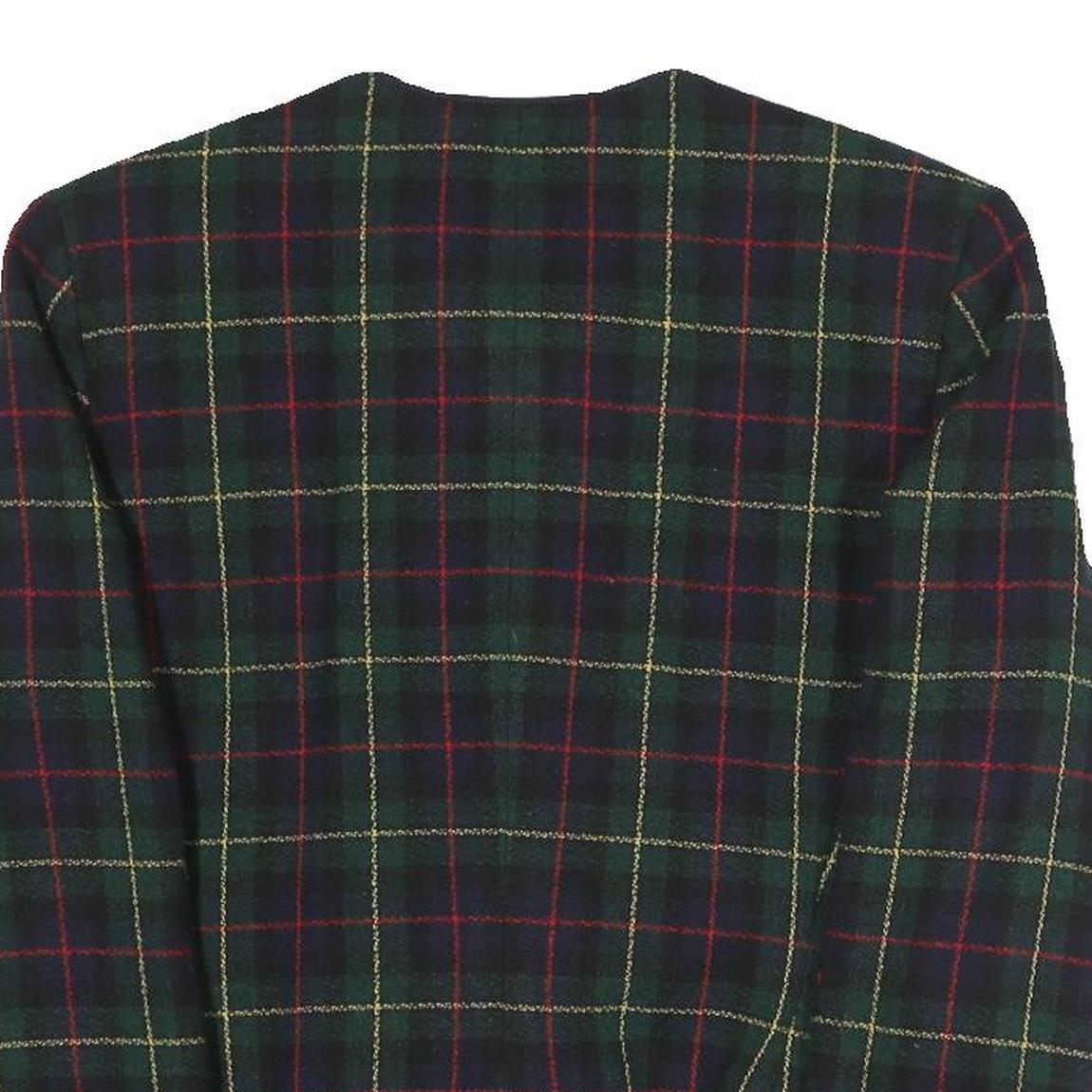 LE SUIT Womens Green Check Blazer Jacket UK 12 Polyester Blend Woven Button