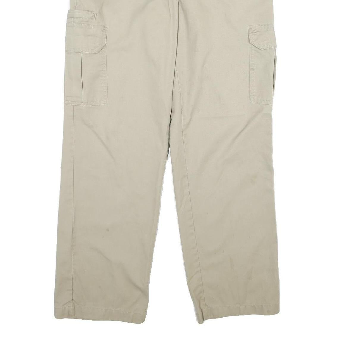 DICKIES Mens Cotton Beige Regular Straight Cargo Trousers W34 L32 Workwear