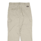 DICKIES Mens Cotton Beige Regular Straight Cargo Trousers W34 L32 Workwear