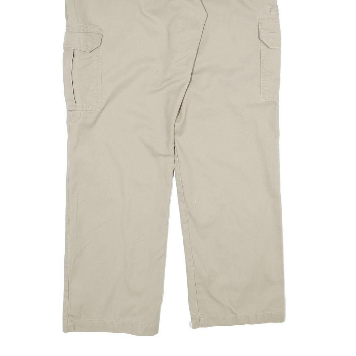 DICKIES Mens Cotton Beige Regular Straight Cargo Trousers W34 L32 Workwear
