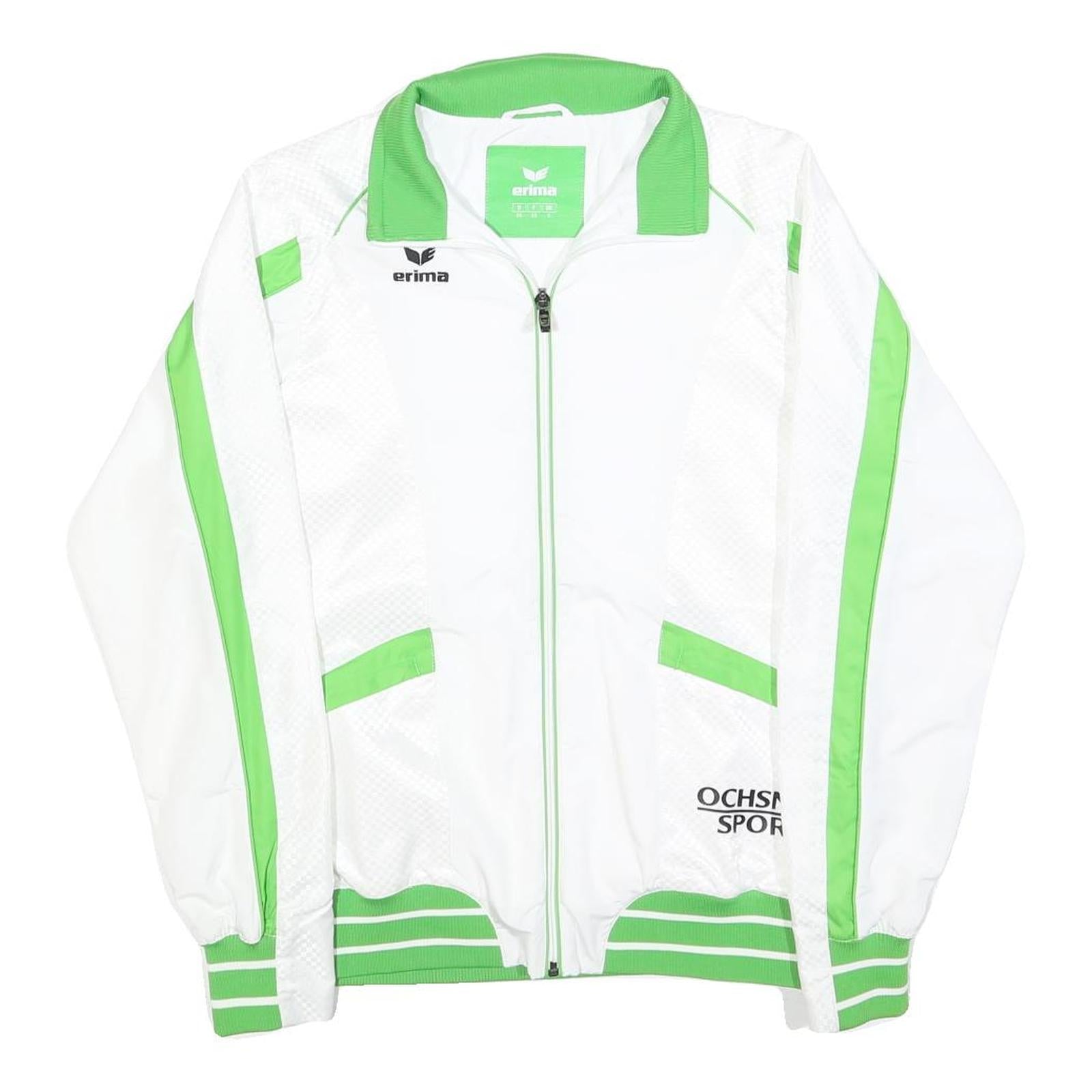 ERIMA Womens White & Green Track Jacket UK 8 Polyester Blend Zip Casual