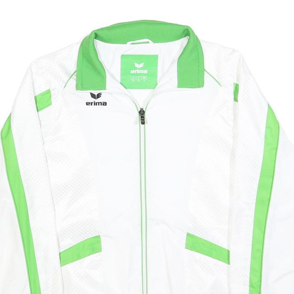 ERIMA Womens White & Green Track Jacket UK 8 Polyester Blend Zip Casual