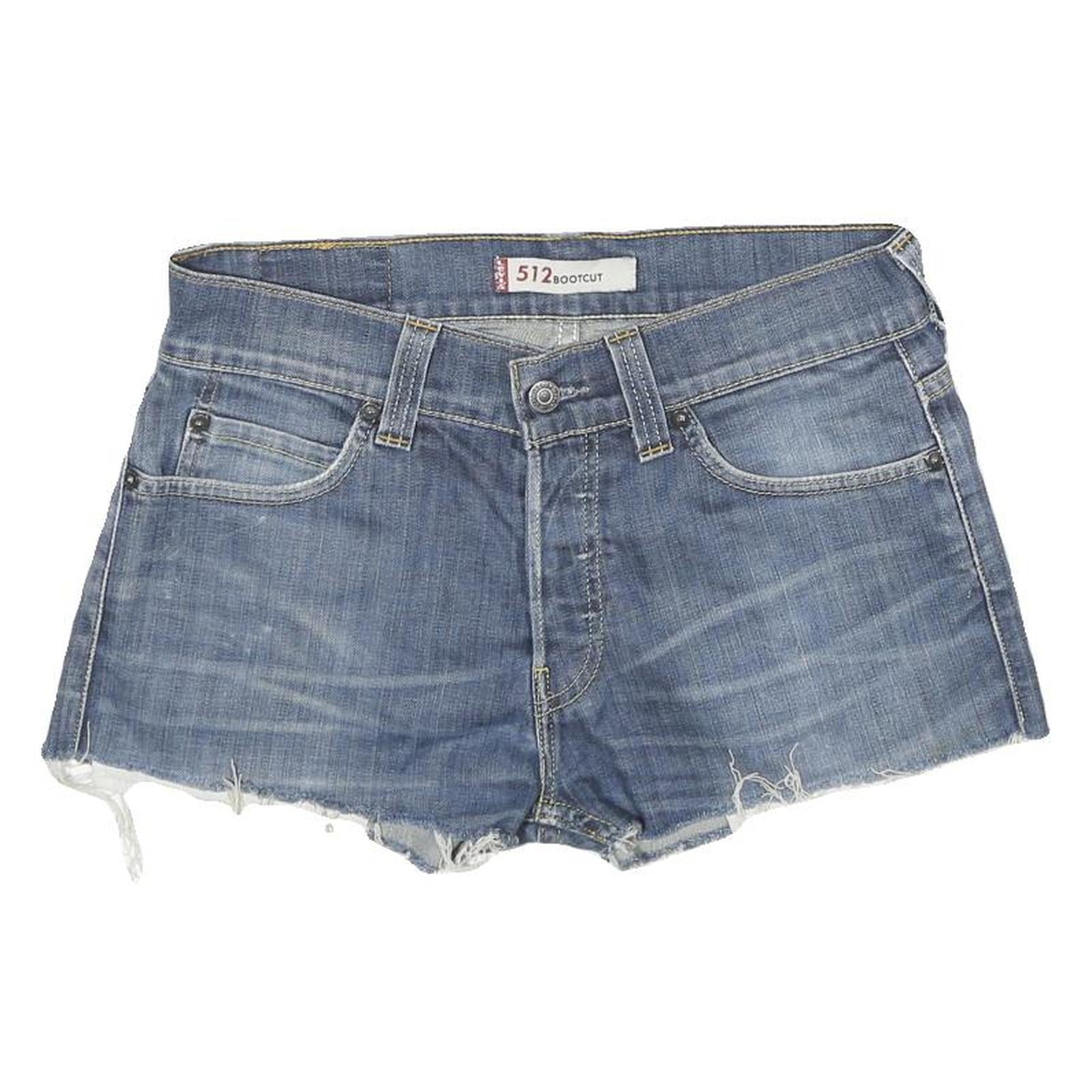 LEVI'S Womens Blue Denim Bootcut Shorts M W32 Distressed Casual