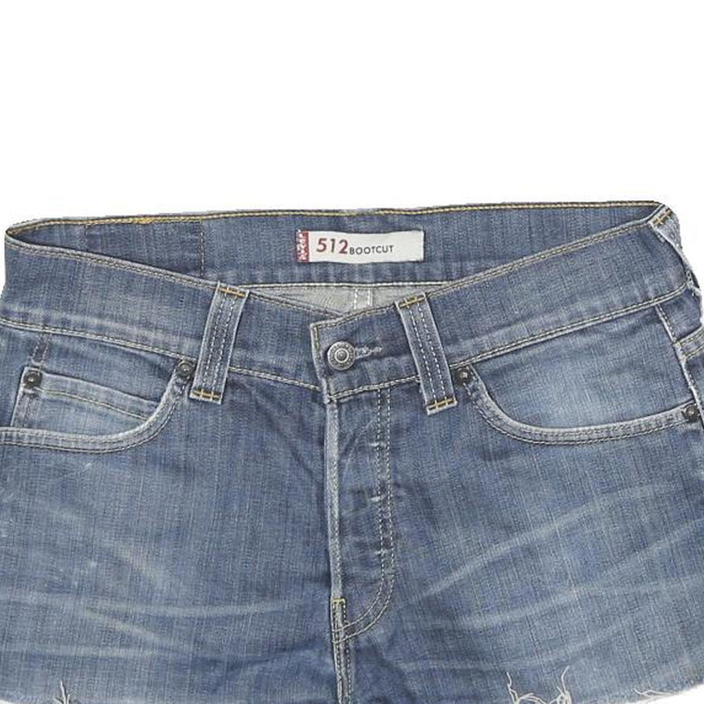 LEVI'S Womens Blue Denim Bootcut Shorts M W32 Distressed Casual