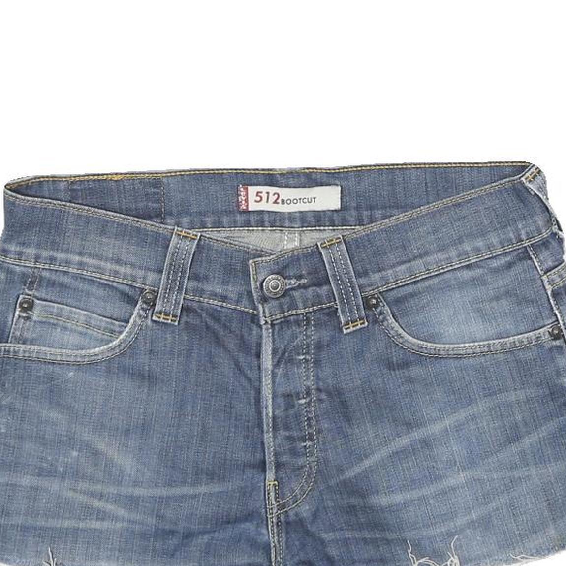 LEVI'S Womens Blue Denim Bootcut Shorts M W32 Distressed Casual