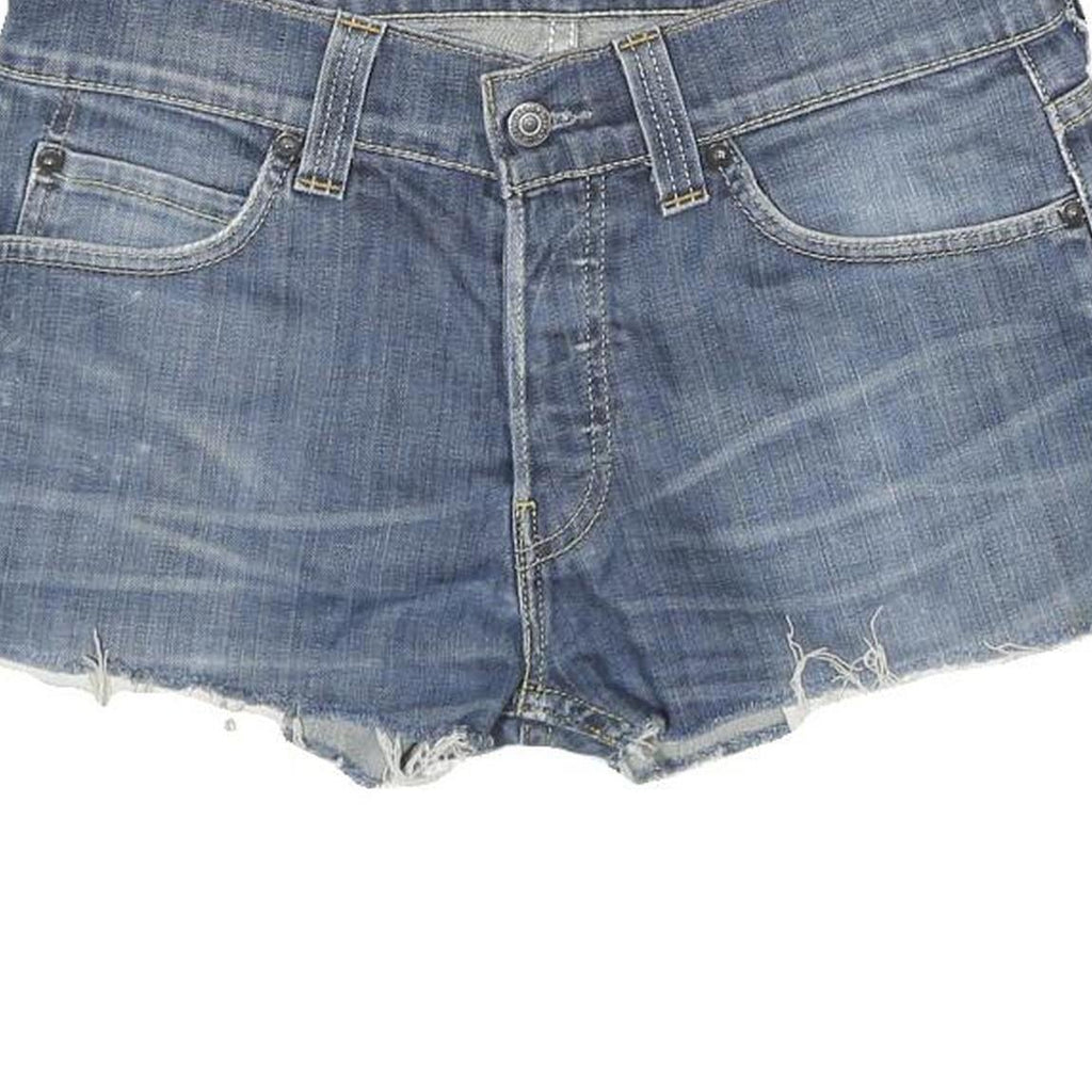 LEVI'S Womens Blue Denim Bootcut Shorts M W32 Distressed Casual