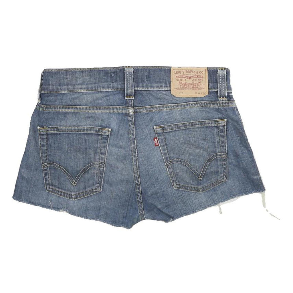 LEVI'S Womens Blue Denim Bootcut Shorts M W32 Distressed Casual