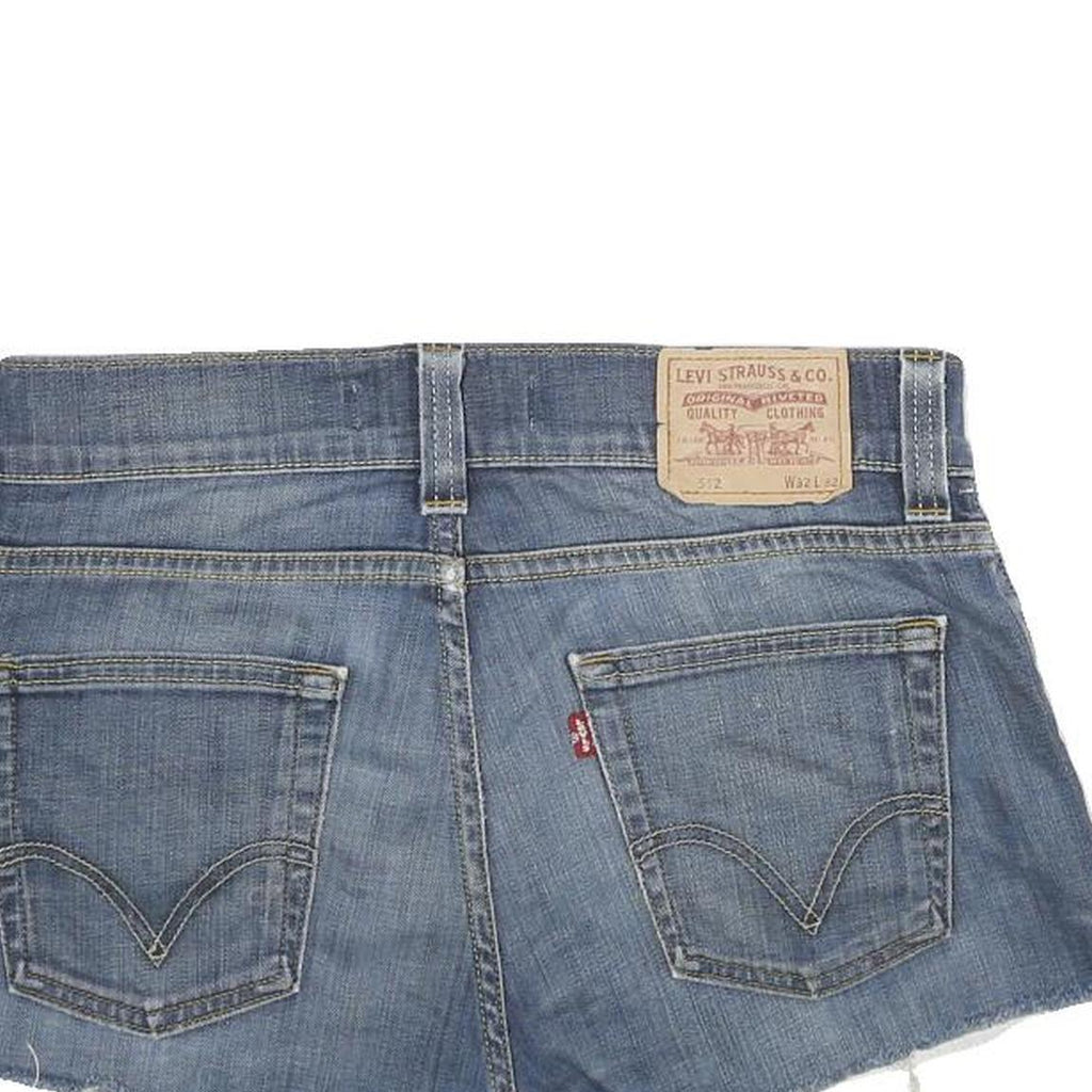LEVI'S Womens Blue Denim Bootcut Shorts M W32 Distressed Casual