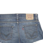 LEVI'S Womens Blue Denim Bootcut Shorts M W32 Distressed Casual