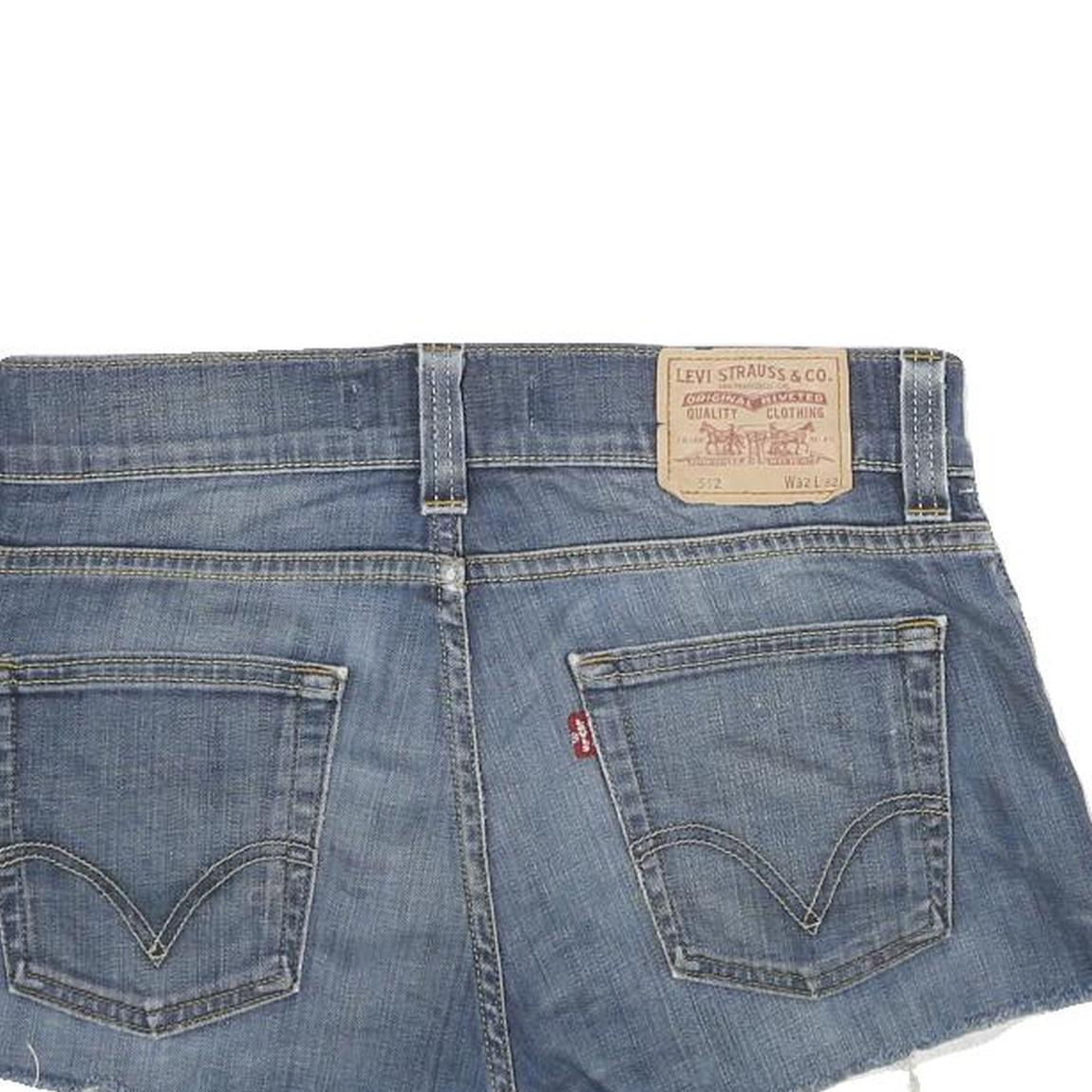 LEVI'S Womens Blue Denim Bootcut Shorts M W32 Distressed Casual