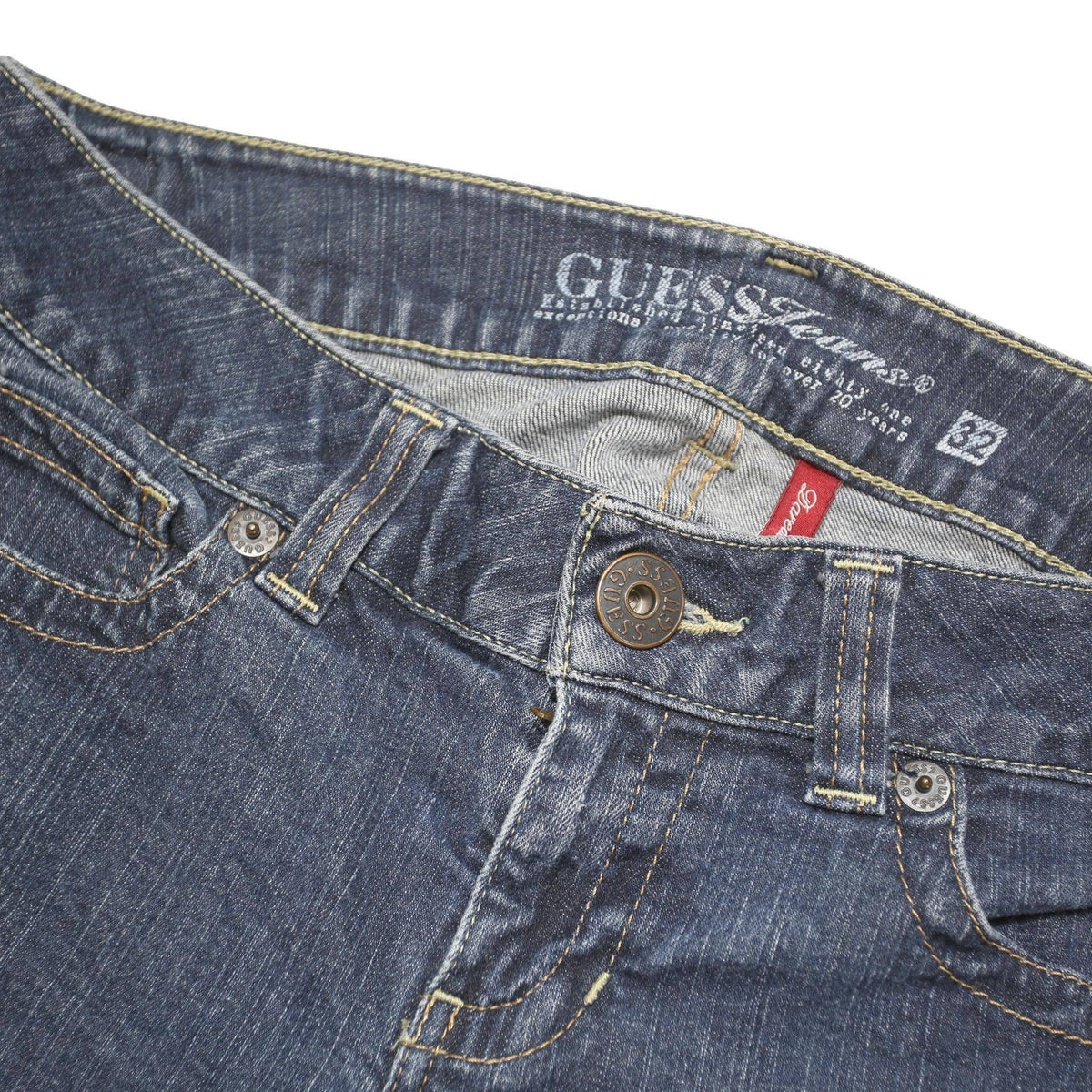 GUESS JEANS Womens Blue Regular Bootcut Denim Medium W34 L33 Classic Cotton