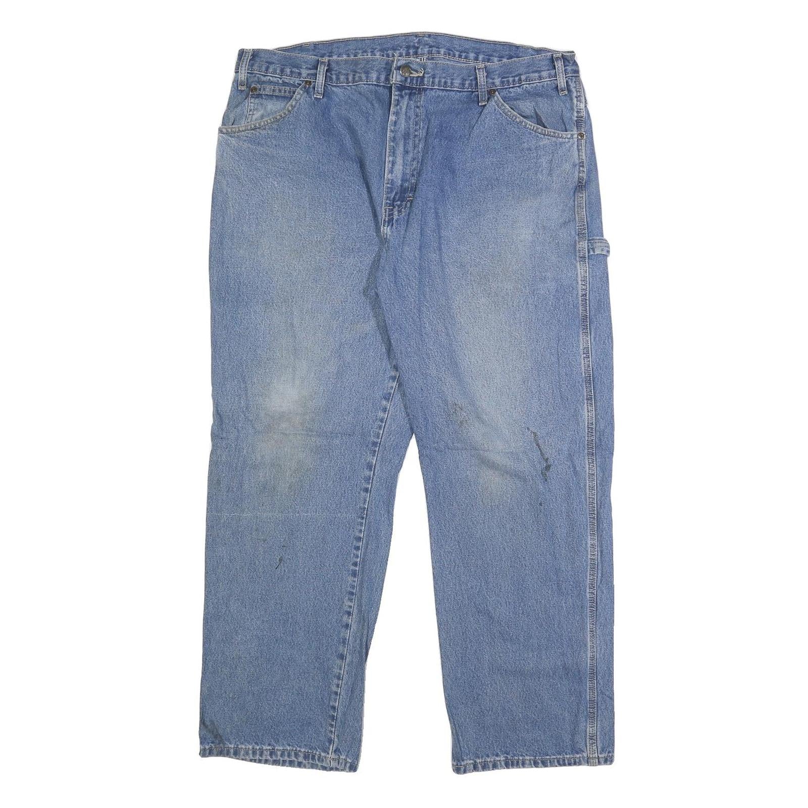 DICKIES Mens Relaxed Blue Denim Jeans W38 L30 Workwear Casual Zip Closure