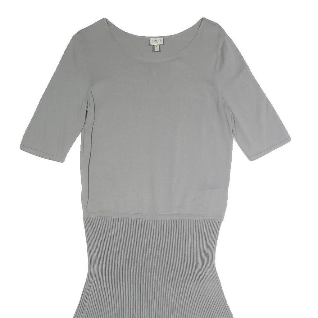 ARMANI COLLEZIONI Womens Grey Fit & Flare Cotton Blend Dress Knee Length 3/4