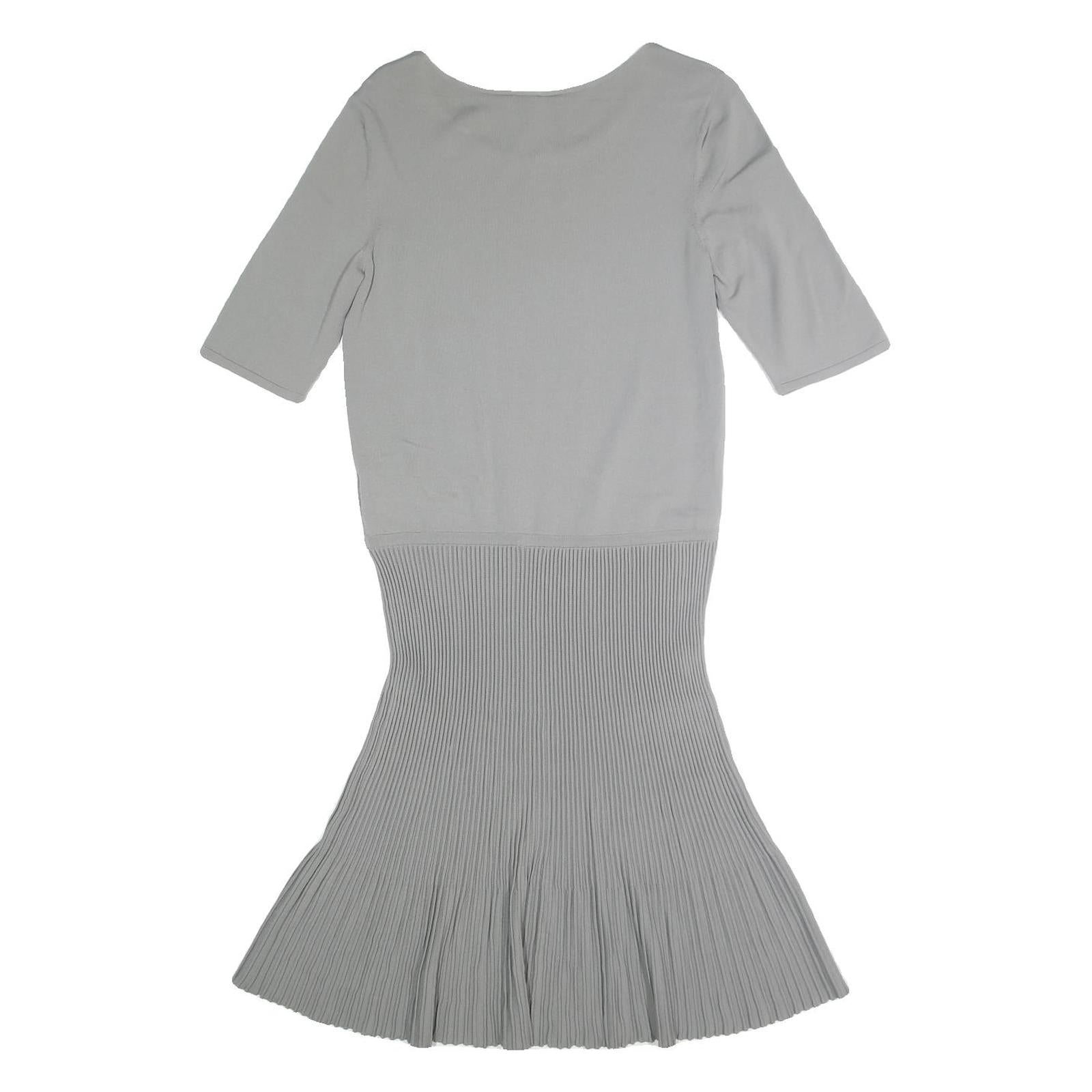 ARMANI COLLEZIONI Womens Grey Fit & Flare Cotton Blend Dress Knee Length 3/4