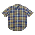 NAUTICA Mens Blue & Yellow Check Shirt XL Cotton Blend Short Sleeve Casual