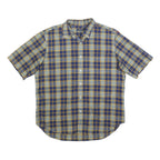 NAUTICA Mens Blue & Yellow Check Shirt XL Cotton Blend Short Sleeve Casual