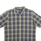 NAUTICA Mens Blue & Yellow Check Shirt XL Cotton Blend Short Sleeve Casual