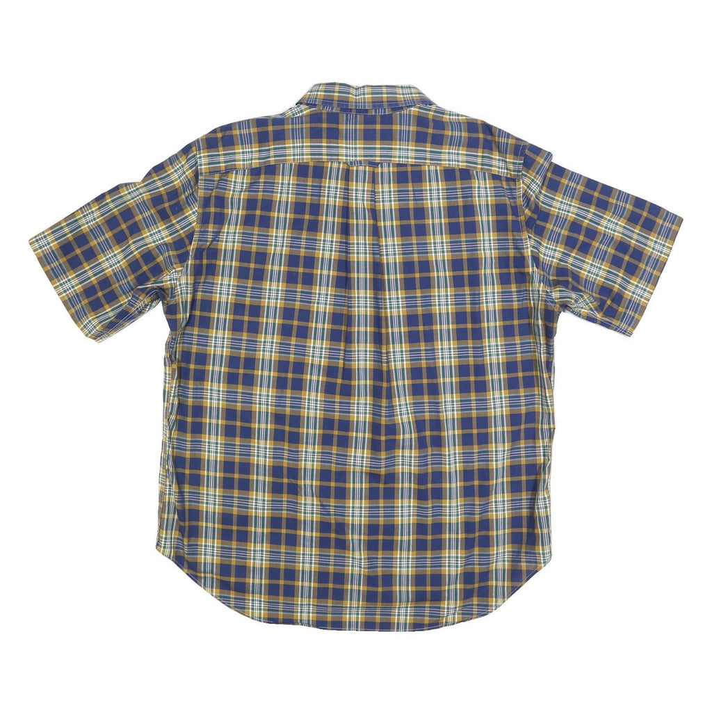NAUTICA Mens Blue & Yellow Check Shirt XL Cotton Blend Short Sleeve Casual