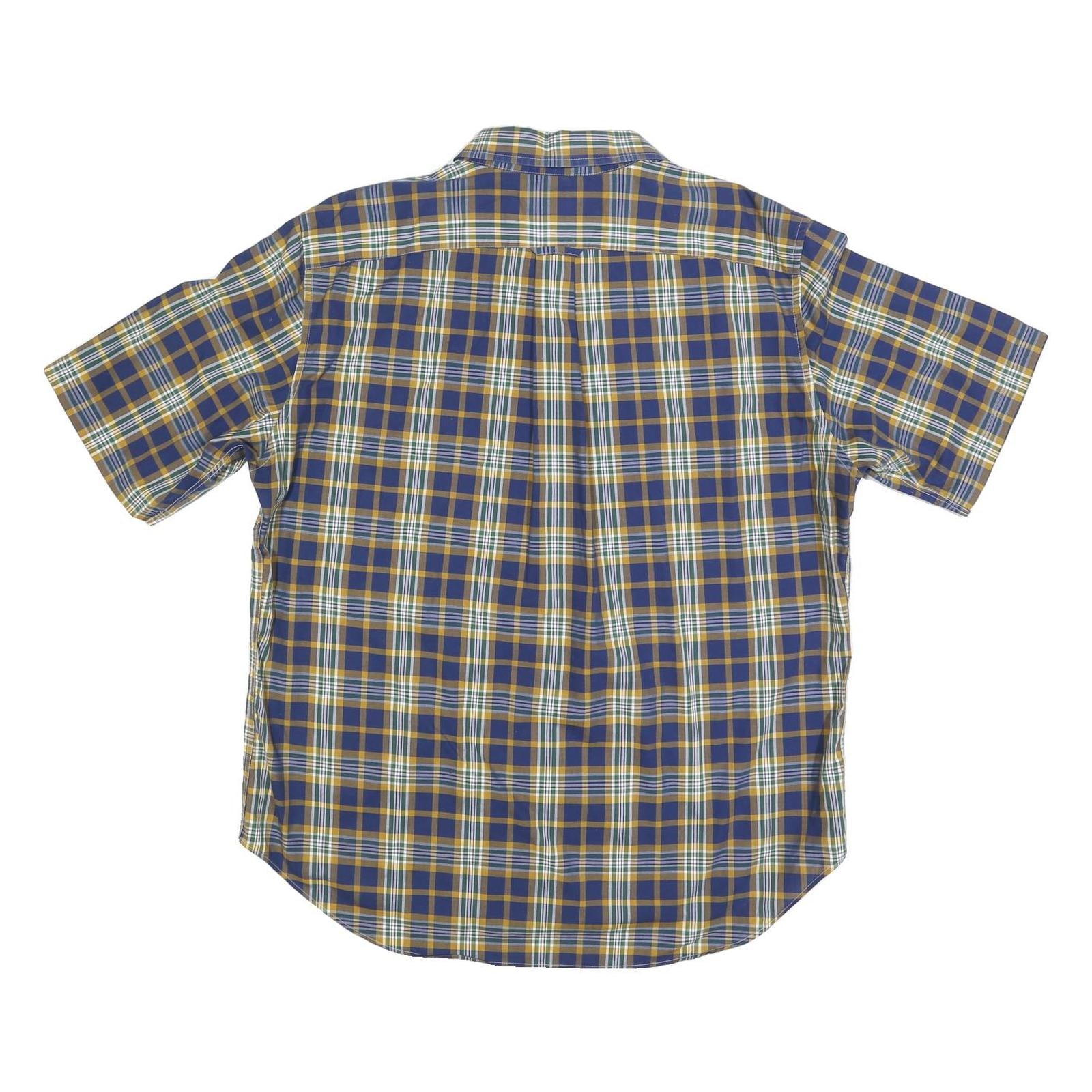 NAUTICA Mens Blue & Yellow Check Shirt XL Cotton Blend Short Sleeve Casual