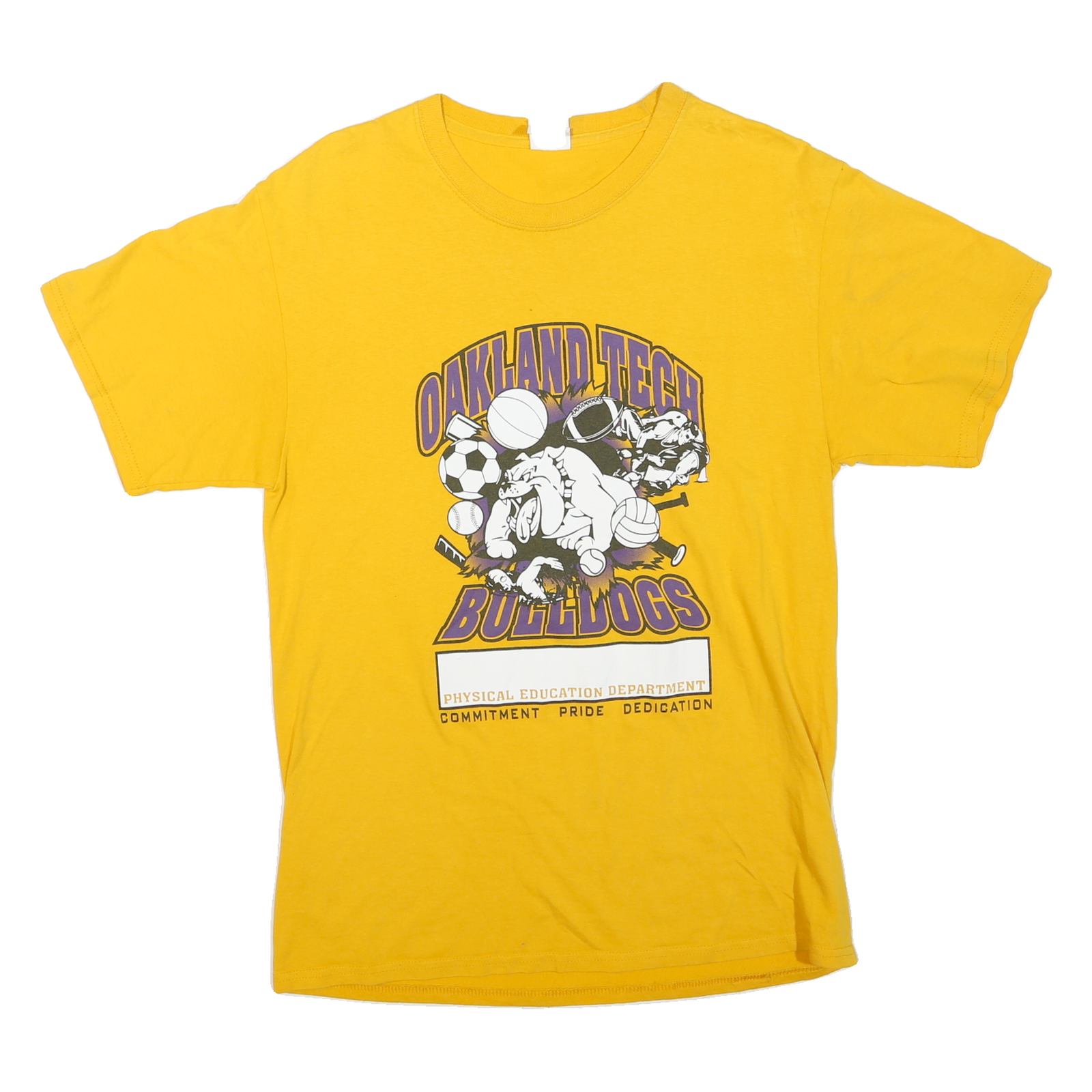 PORT COMPANY Womens Yellow Oakland Tech Bulldogs Graphic T-Shirt M Short Sleeve