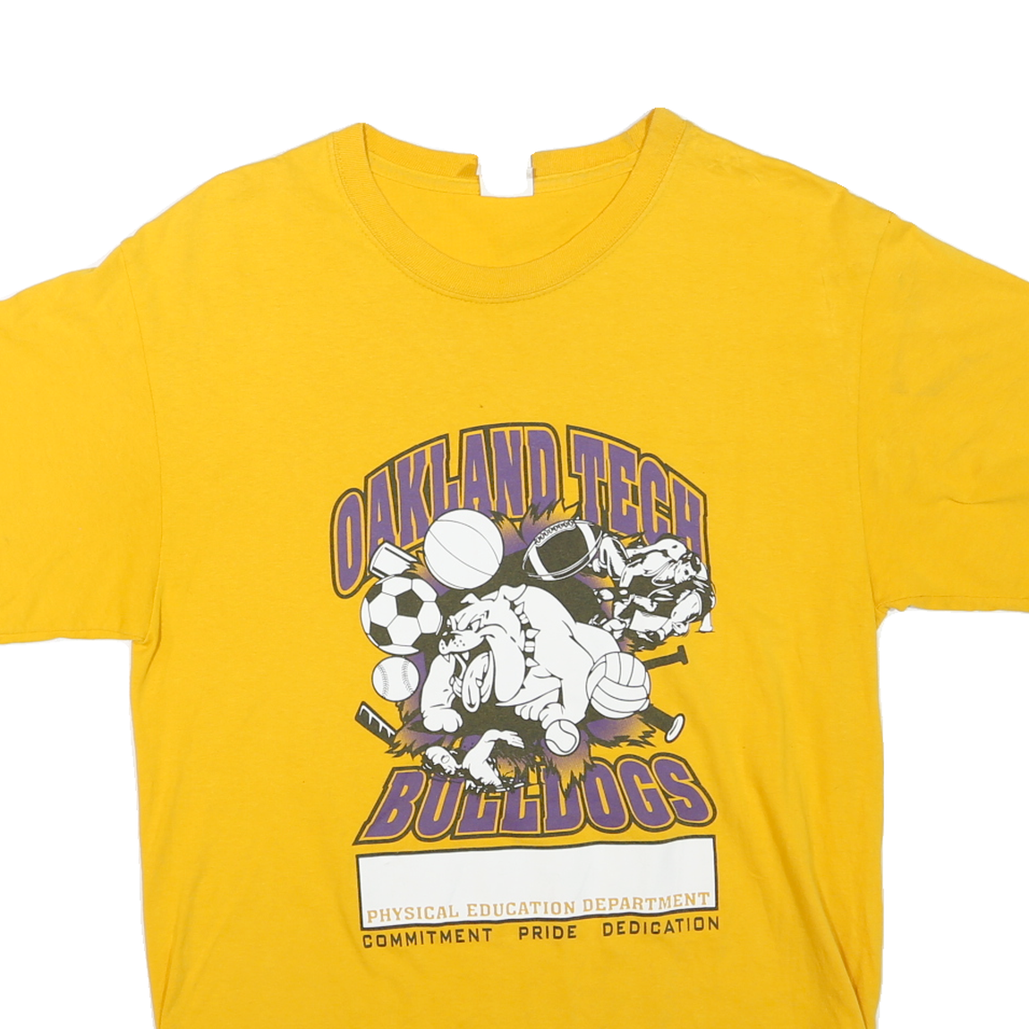 PORT COMPANY Womens Yellow Oakland Tech Bulldogs Graphic T-Shirt M Short Sleeve