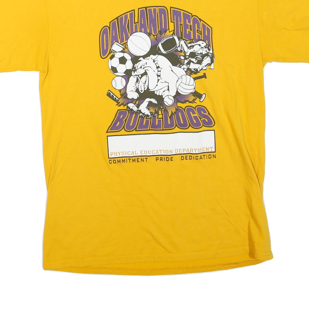 PORT COMPANY Womens Yellow Oakland Tech Bulldogs Graphic T-Shirt M Short Sleeve