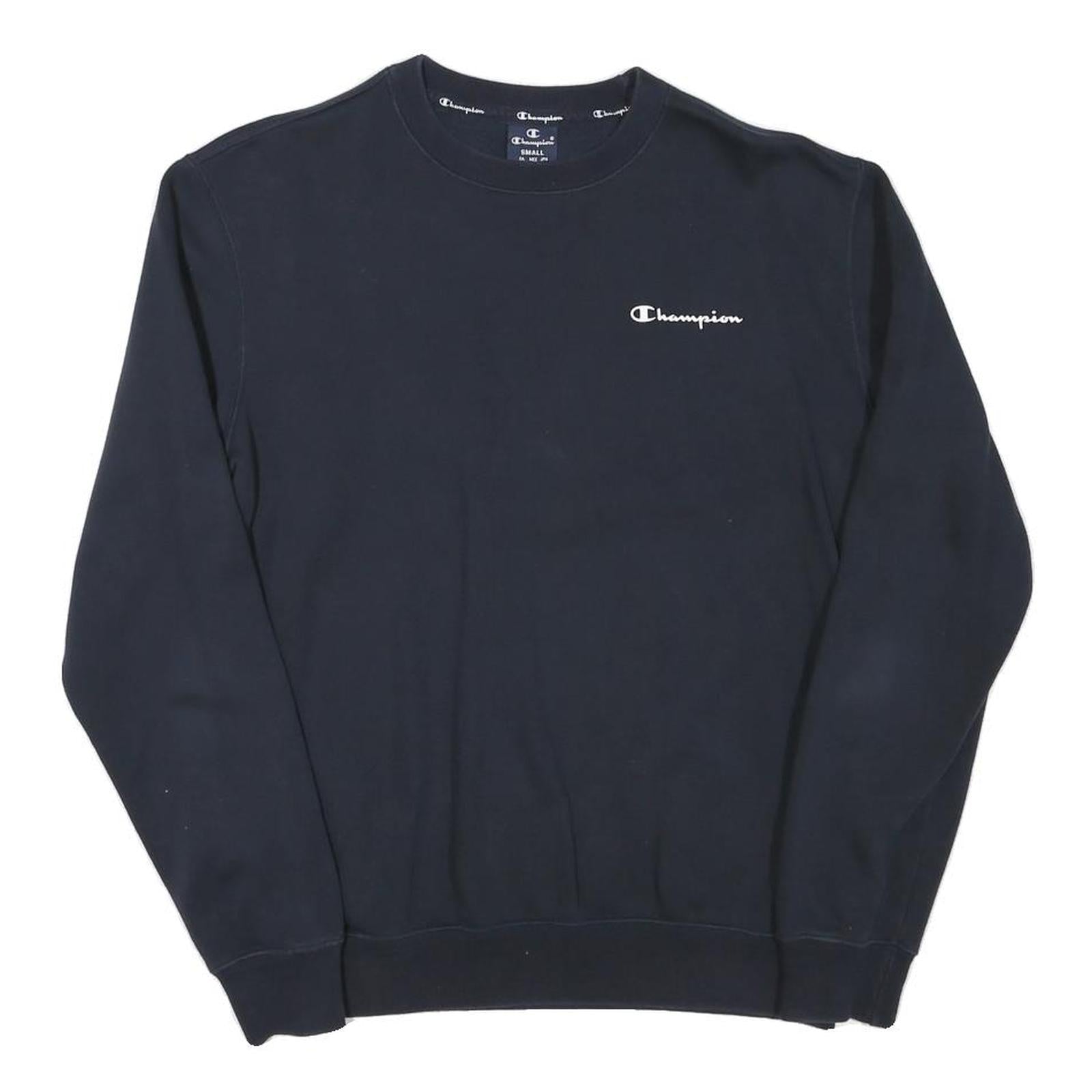 CHAMPION Mens Navy Blue Sweatshirt Crew Neck S Classic Logo Pullover Cotton