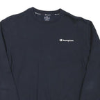 CHAMPION Mens Navy Blue Sweatshirt Crew Neck S Classic Logo Pullover Cotton