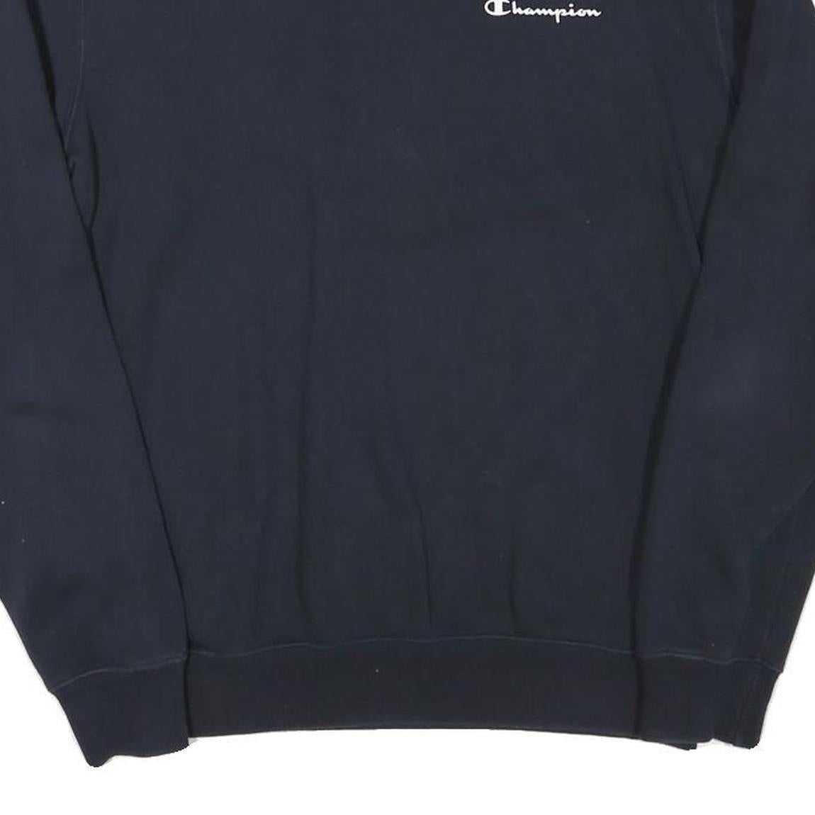 CHAMPION Mens Navy Blue Sweatshirt Crew Neck S Classic Logo Pullover Cotton