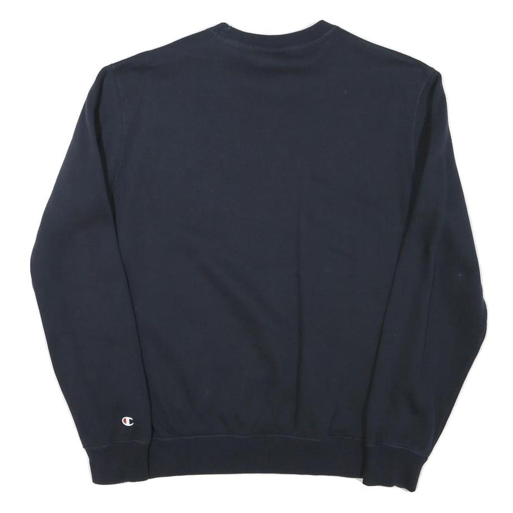 CHAMPION Mens Navy Blue Sweatshirt Crew Neck S Classic Logo Pullover Cotton