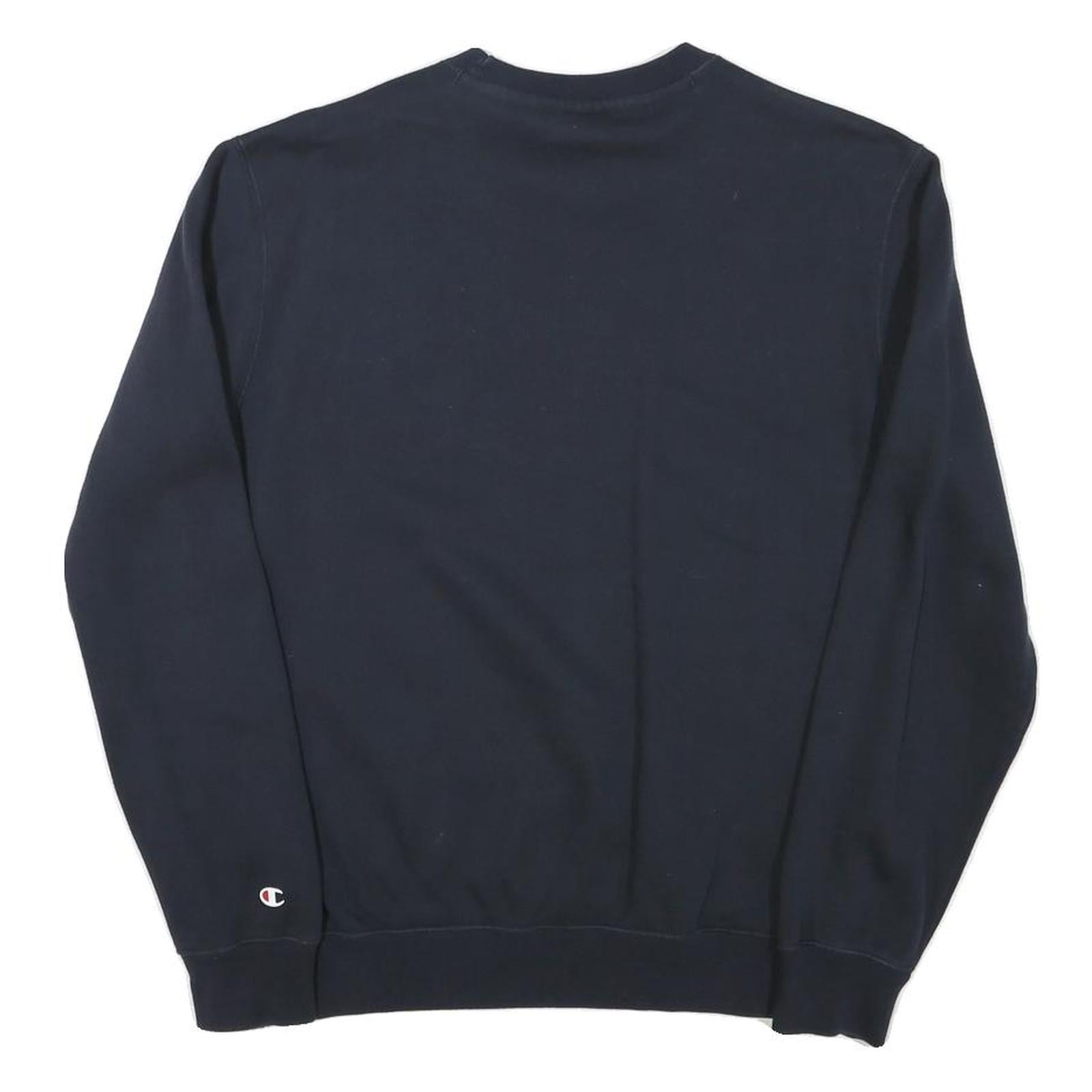 CHAMPION Mens Navy Blue Sweatshirt Crew Neck S Classic Logo Pullover Cotton