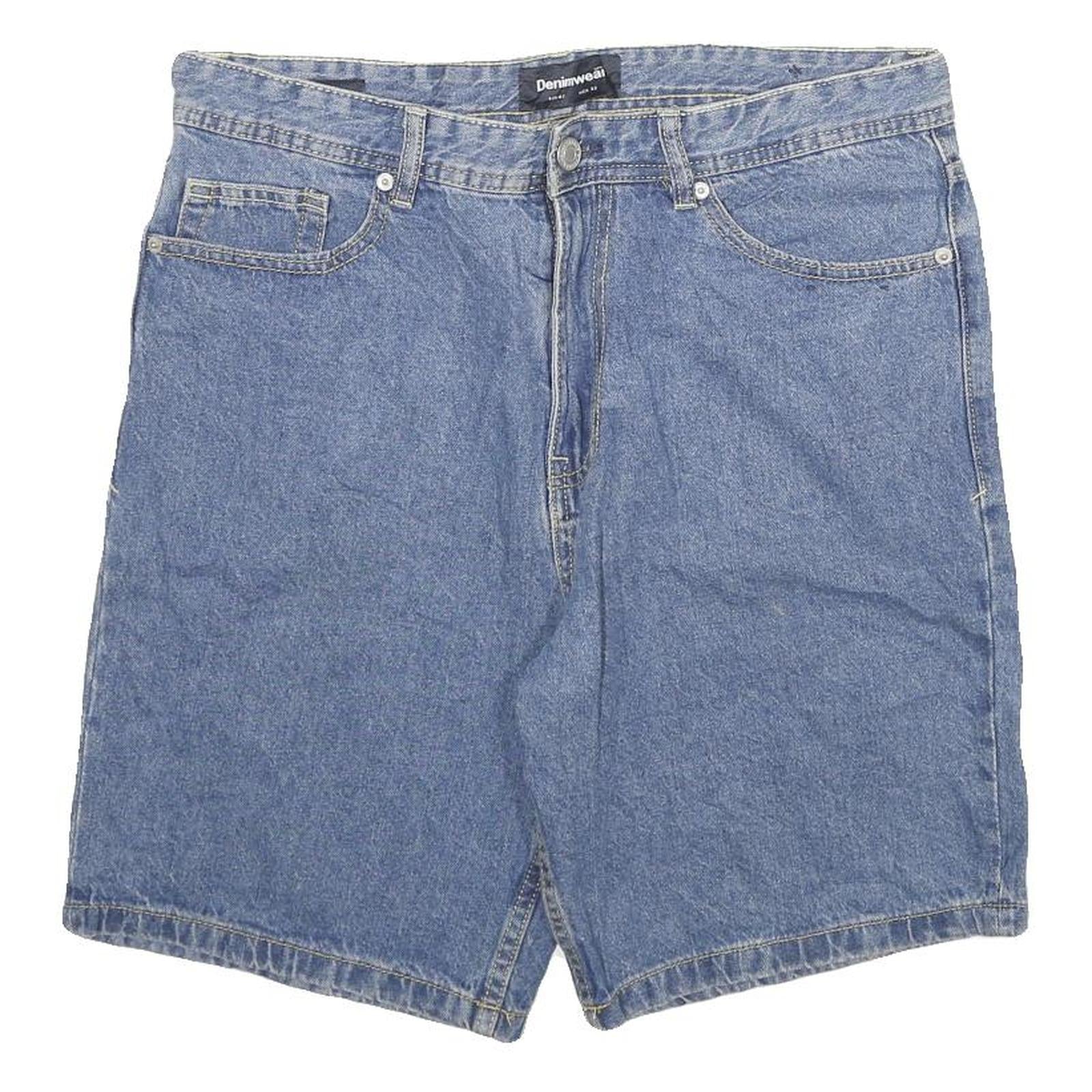 DENIMWEAR Mens Shorts Blue Denim XL W33 Classic Cotton Blend Casual Summer