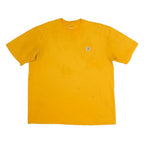 CARHARTT Mens Yellow & Beige Pocket T-Shirt 2XL Short Sleeve Crew Neck Casual