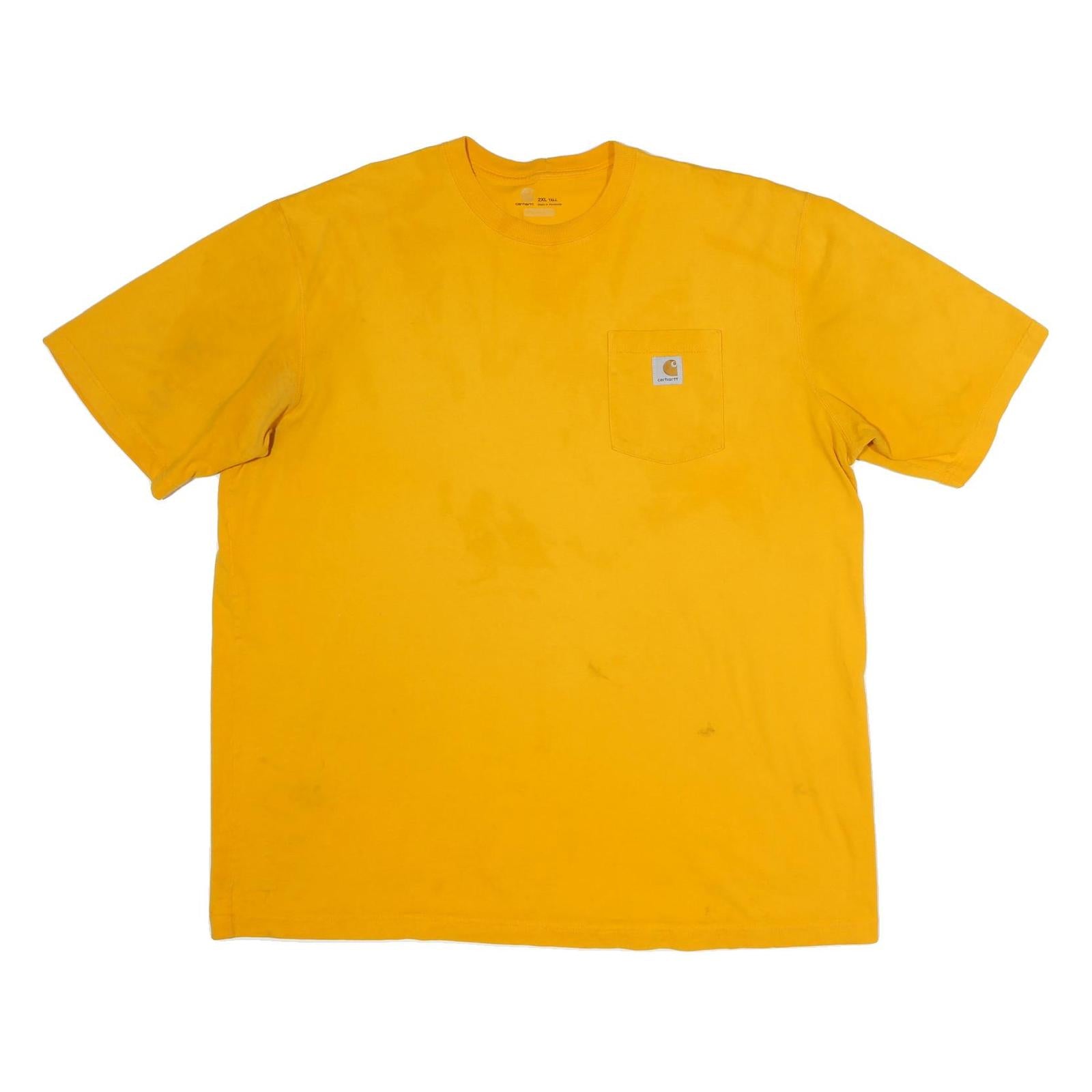 CARHARTT Mens Yellow & Beige Pocket T-Shirt 2XL Short Sleeve Crew Neck Casual