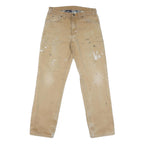 DICKIES Mens Regular Beige Cotton Blend Workwear Trousers W32 L32 Paint