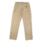 DICKIES Mens Regular Beige Cotton Blend Workwear Trousers W32 L32 Paint
