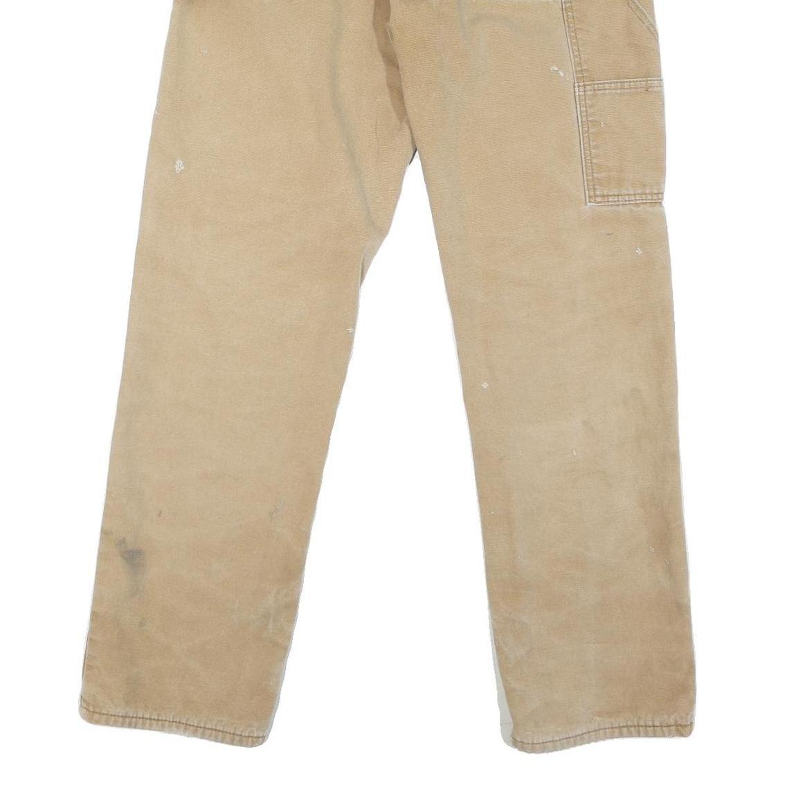 DICKIES Mens Regular Beige Cotton Blend Workwear Trousers W32 L32 Paint